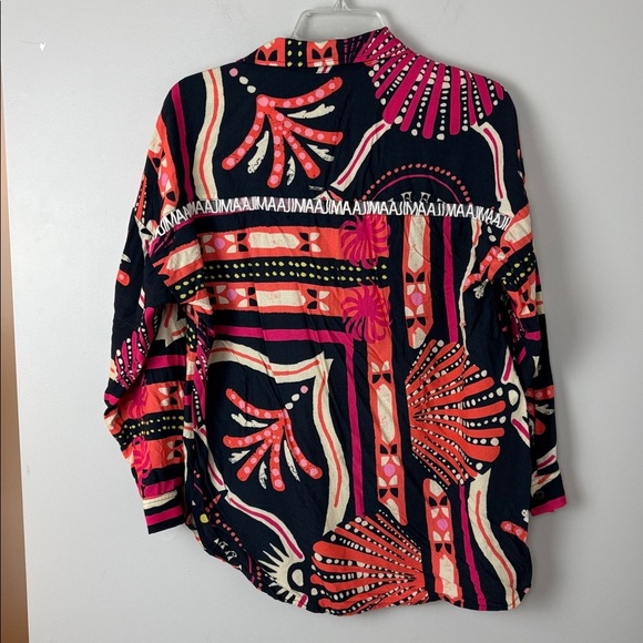 Maaji Pink and Black Patterned Button Down Blouse - M - Picture 6 of 7